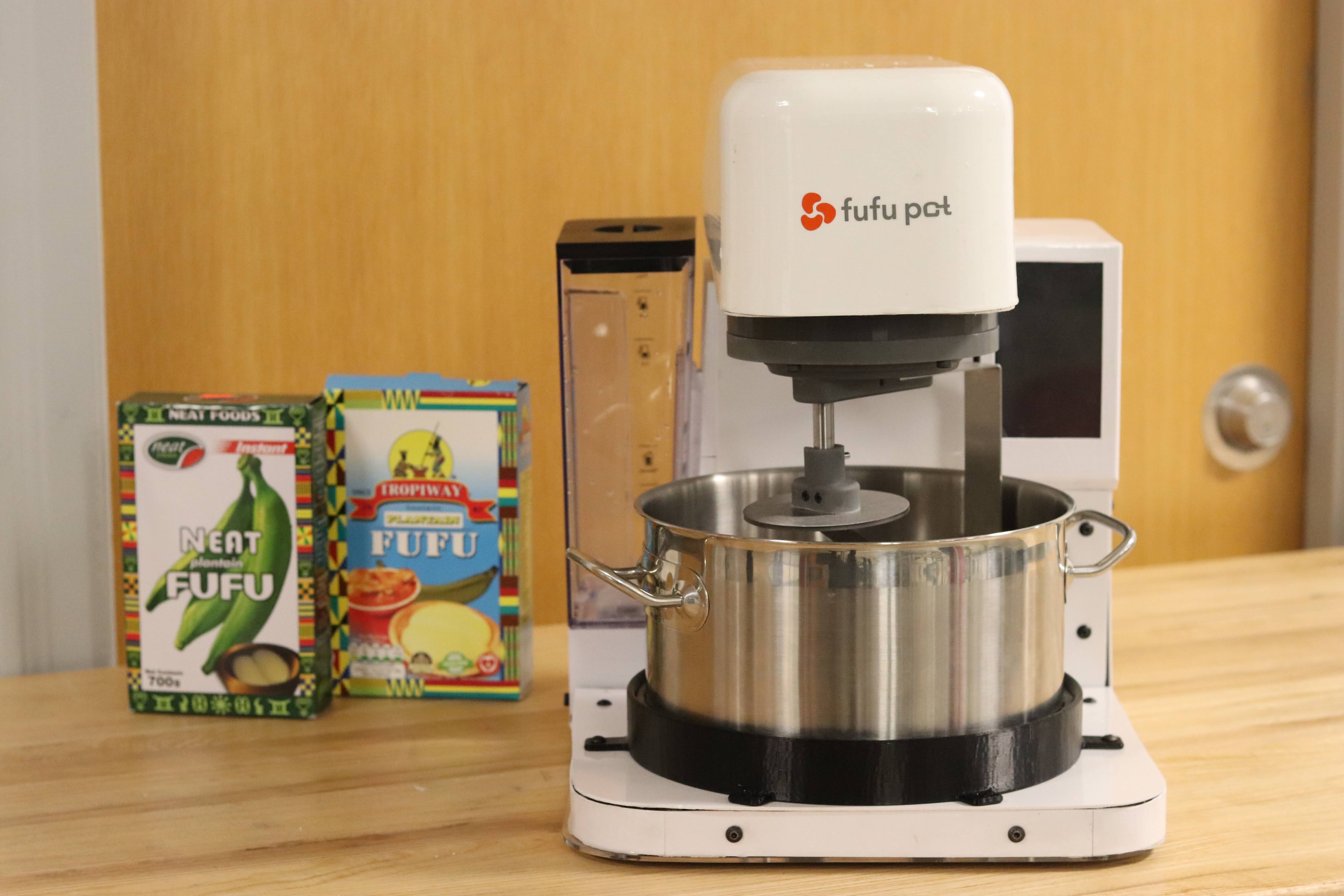 An image of the Fufu Pot, a stand-mixer-like device.